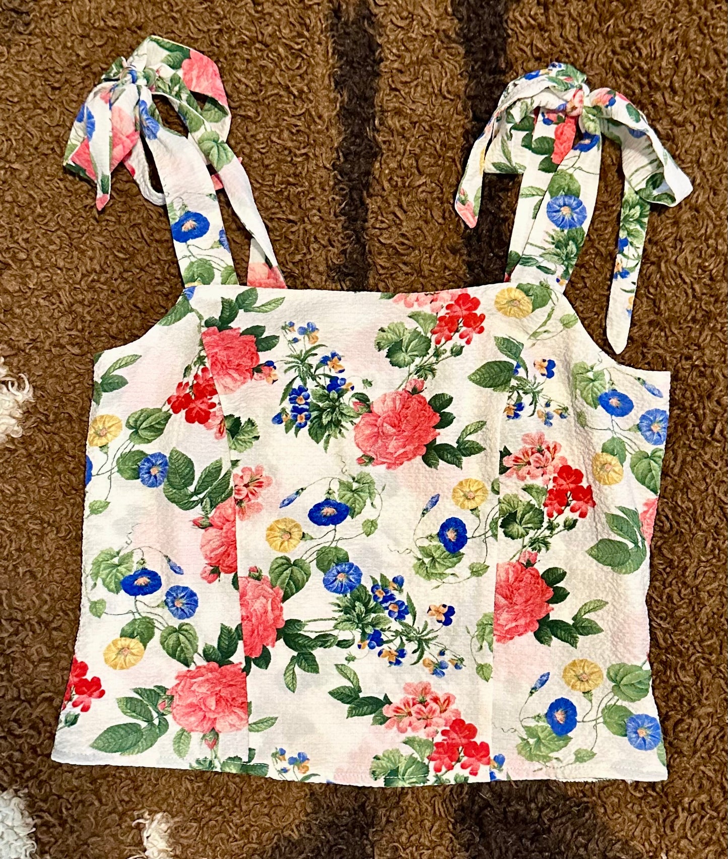 Bow Strap Floral Top, Size XS
