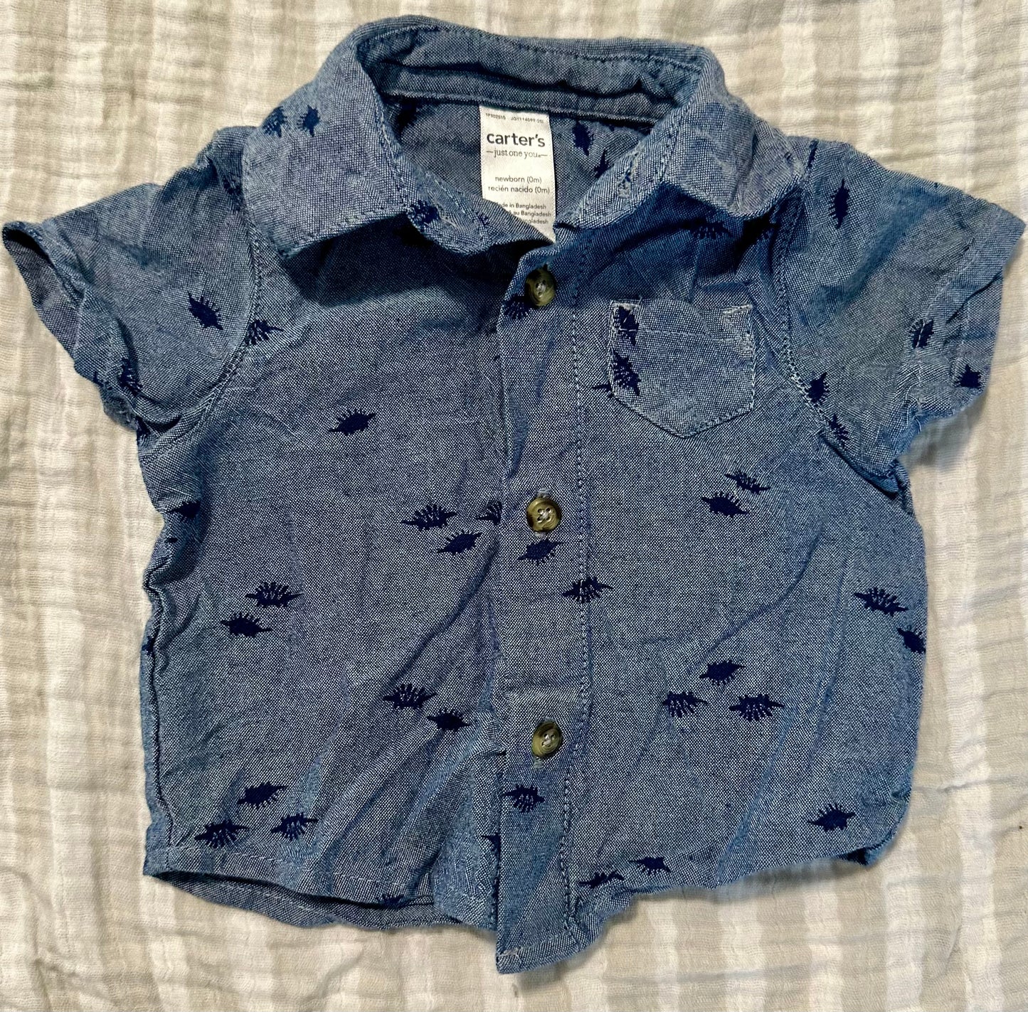 Carter's Dino Button Up, Size Newborn