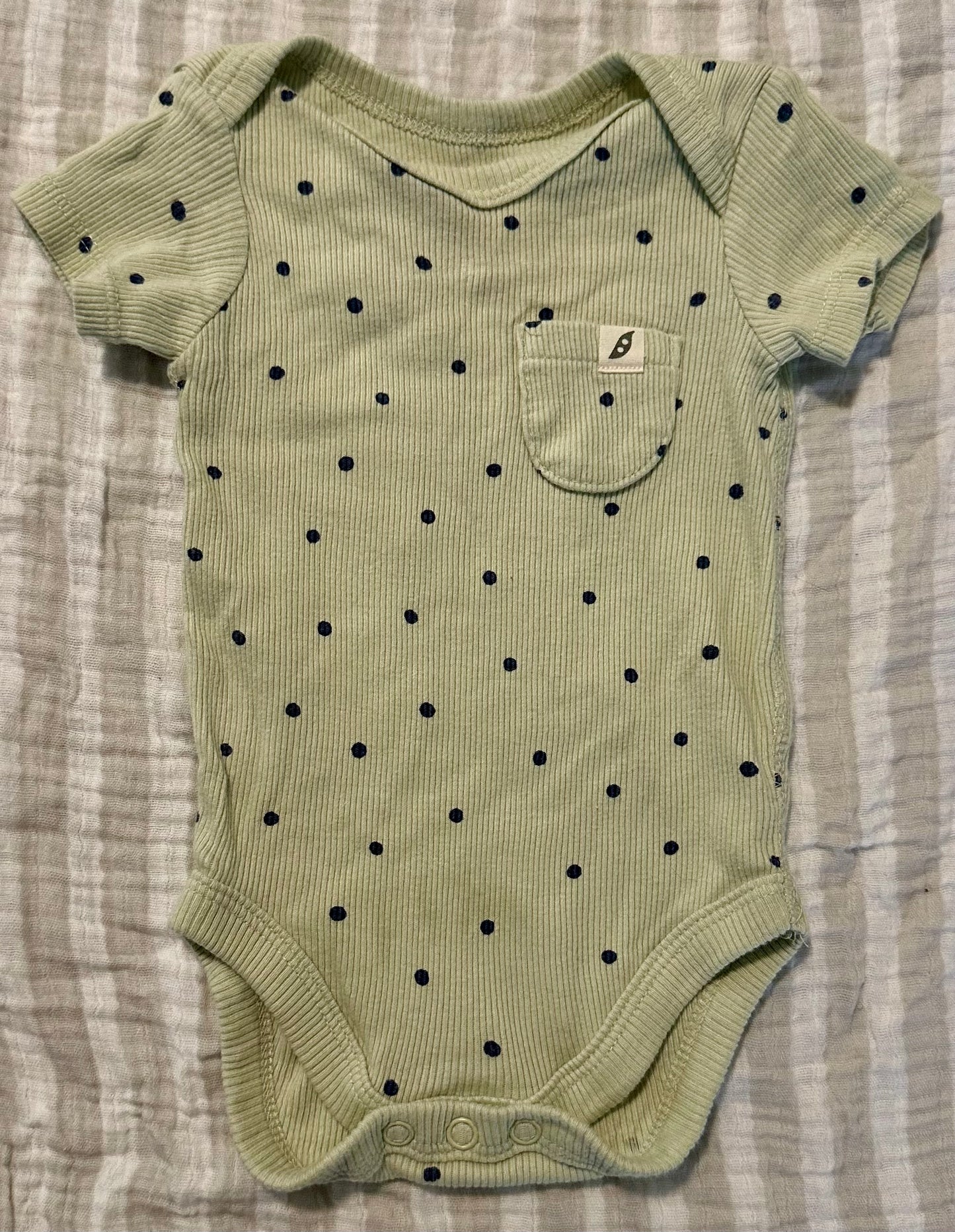 Green Polka Dot Onesie, Size 0-3 Months