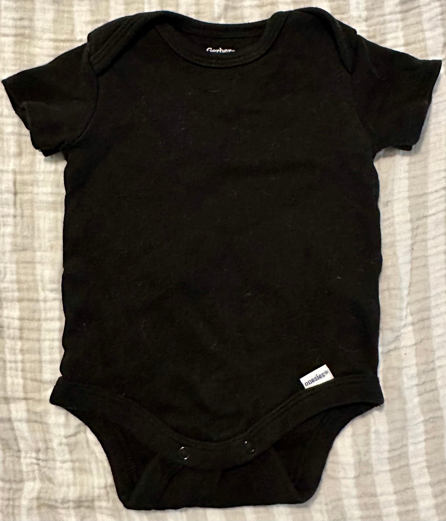 Black Gerber Onesie, Size 0-3 Months