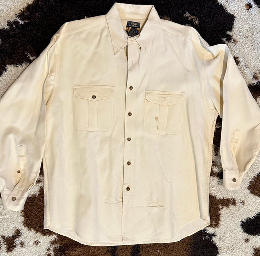 Men's Off White Button Up, Size Large