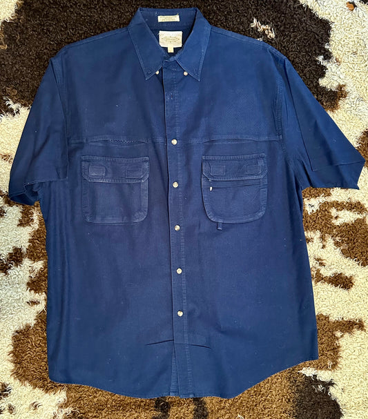 Men's Navy Blue Fishing Shirt, Size Large