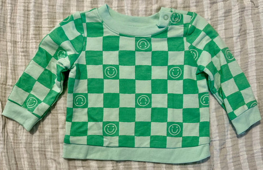 Green Checkered Sweatshirt, Size 0-3 Months