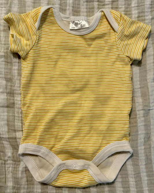 Yellow Striped Onesie, Size 0-3 Months