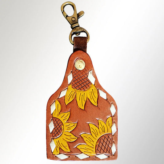 Hand Tooled Carved Genuine Leather Keyring